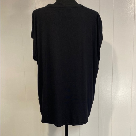 Banana Republic Blouse V-Neck Cap Sleeve Mixed Media Minimalist Black Size Large - Picture 8 of 13